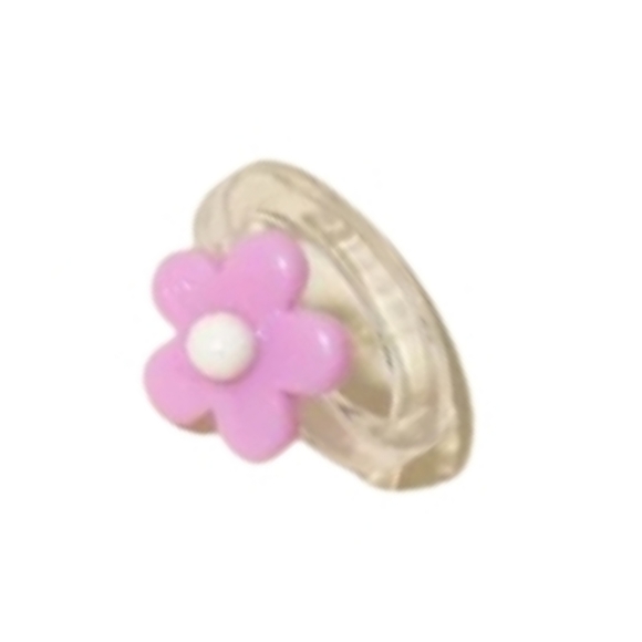 None Jewelry Y2k Groovy Flower Rings Purplepastel Pink Colored